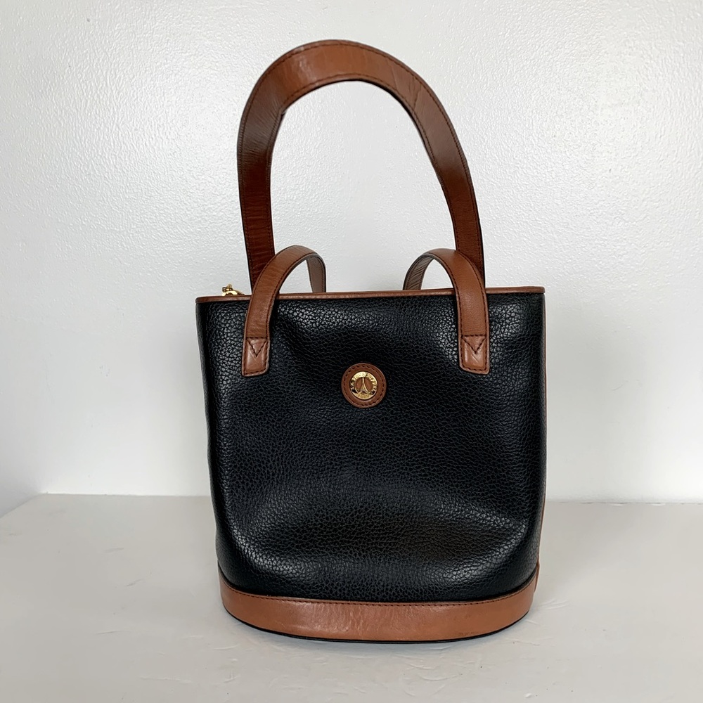 La Tour Eiffel 1887 Double Strap Shoulder Leather Bag Color Black & Brown